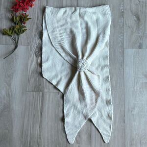 Ivory Retro Knit Shawl One Size